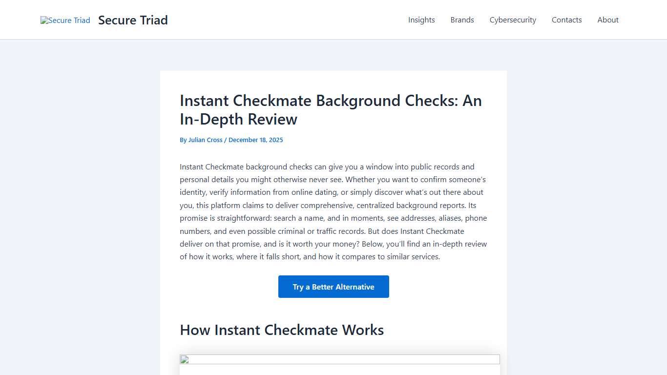 Instant Checkmate Background Check Review: Is It Worth the Cost? Secure Triad